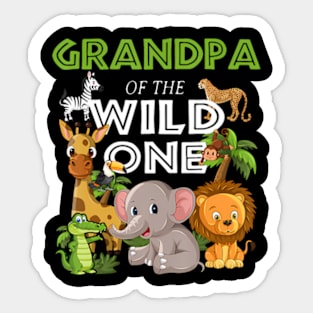 Grandpa of the Wild One Zoo Birthday Jungle Animal Sticker